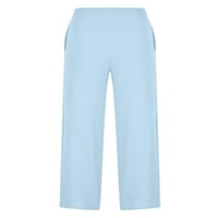 Wassery Women Pamučne hlače za noge od pune boje Jednostruki grudi Visoki struk labave pantalone Proljeće