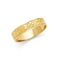 14k žuti talijanski čvrsti zlatni ravni multi cvjetni prsten