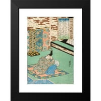Utagawa Kuniyoshi Crni moderni uokvireni muzej umjetnički print naslovljen - Fujiwara Yoshitaka