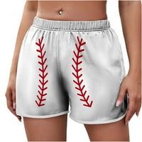 Hlače za žene, ženski lagani ljetni casual elastični pojas bejzbol print kratke hlače vrećastom udobne