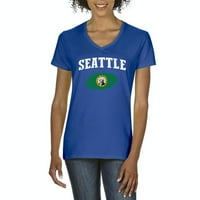 MMF - Ženska majica s kratkim rukavima V-izrez, do žena veličine 3xl - Seattle