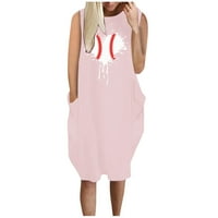 Haljine za žene Ljetni trend labavo bez rukava plus veličina kratka haljina bejzbol srčani print okrugli