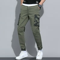 Entyinea teretne hlače za muškarce Urede u solidne boje sa više džepova Ravne fit hlače Clasic casual