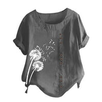 Pedort Womens Tops Trendy Plus Veličina Žene Ljetne vrhove T majice Puff rukavi na vrhu Ležerne prilike, Siva, m