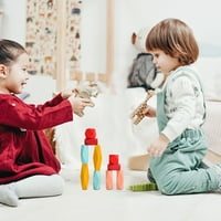 Postavite drvene igračke za slaganje Boja blokova slaganja igara Dječje obrazovne igračke