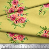 Soimoi žuti pamučni dres tkanine cvjetni cvjetni ispis šiva šibice širokog dvorišta