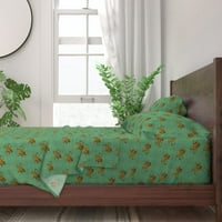 pamučni listovi, kralj set - mint tiger žuti aqua dot vintage inspirirani izgled boho tirkize Jai