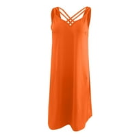 Ljetne haljine za žene mini casual snimka bez rukava haljina na plaži narančasta 4xl