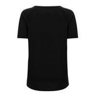 Ženske bluze Skraćeno rukav seksi bluza tiskane ženske plus ljetne V-izrezne majice na vrhu crne m