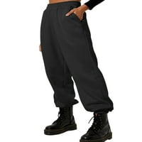 Gomelly Dame Duksevi visoke struke Hlače udobne jogger hlače za žene saloni za sportske dna sa džepovima Black XL