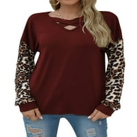 Žene Leopard tiskali su košulju s dugim rukavima u boji COLORBLOCK Criss