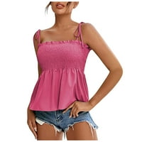 Yyeselk Womens Camisole Majica Solid Boolos bez rukava bez rukava Moda Ruched Design Sexy Ljeto Dame