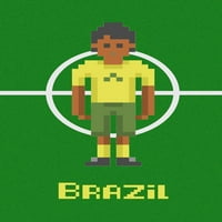 Laminirani Brazil Soccer Pixel Art National Tim Sport Poster Suha Erase Znak 24x36