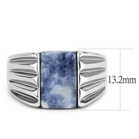 TK - visoki polirani prsten od nehrđajućeg čelika sa polufasnim sodalite u kapri plavom boju