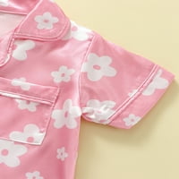 Jaweiwi Kid Toddler Girl Ljeto Pijamas set, 2T 3T 4T 5T 6T kratki rukav tasteri za rezanje Cvjetni tisak
