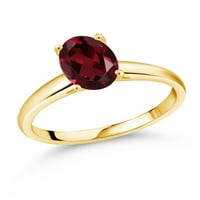 Gem Stone King 2. CT ovalni crveni rodolit Garnet 10K žuti zlatni prsten