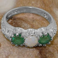 Britanci napravio 14k bijeli zlatni prirodni Opal i smaragdni ženski Wingens Remise Ring - Opcije veličine