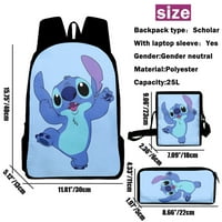 Cartoon Stitch Student ruksak sa torbom za ručak za olovku