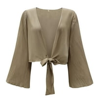 Ženske košulje Dressy Ležerne prilike Modni čvrsti zvonički rukav naleted šifonske košulje za šifon kardigan vrh