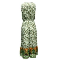ManXivoo Boho ljetna haljina Ženska ljetna boho moda casual cvjetni print V izrez bez rukava bez rukava