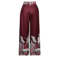 Buigttklop pantalone za žene, plus veličine Žene Ležerne prilike za patchwork BOW široke noge Casual Hlaće vino m