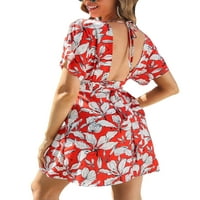 Haite Woite majica s kratkim rukavima mini haljine labavi ljuljački sunčani sunčani cvjetni ispis Haljina