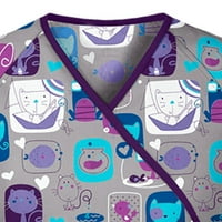 V-izrez radna odjeća Bluze grafički otisci vrhovi kratkih rukava ljeto za žene ljubičaste s