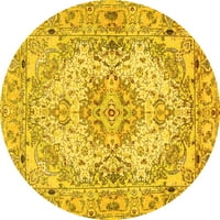 Ahgly Company u zatvorenom okrugu perzijske žute tradicionalne prostirke područja, 7 'okruglo