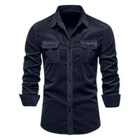 Ravne majice s dugim rukavima za muškarce ugodno isključivo ovratnik od punog gumba dolje majica Bluze,