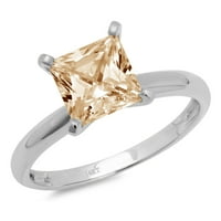 1CT princeza CUT smeđi prirodni morgatit 18k Bijelo zlato Graviranje Izjava Godišnjica Angažovanosti vjenčanja Prsten veličine 5,25