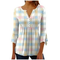 PBNBP ženske majice sa rukavima s V-izrezom ljeto Summer Basic Košulje Pleased bluza Ženska casual gumba