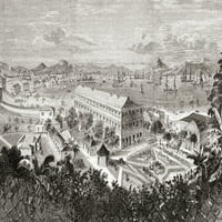 Pogled na Hong Kong i svoju luku u 1850-ima. Iz L'Univers Illustre, objavio je Pariz 1858. Print plakata