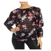 Taylor Womens Crna čista cvjetna bluza s dugim rukavima veličine: 0