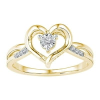 Ženska solidna 10KT Žuta zlatna okrugla Diamond Solitaire Ring Ring CTTW Veličina prstena 7,5