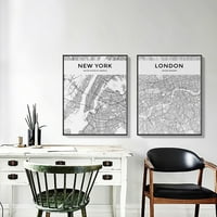 Farfi London New York World City Crno bijelo Karta Poster Platno Boraving Domaći dekor