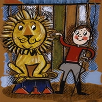 Mladi dečko Lion Tamer & Lion Poster Print Malcolm Greensmith ® Adrian BradburyMary Evans