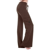 Visoke pantalone za noge visoke struk za žene Palazzo hlače Labave vrećice joge hlače sa džepovima širokog