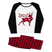 Amiliee Christmas Obiteljski Pajamas Podudarni set Elk Print Dugi rukavi na vrhu kaidne hlače Loungeweb