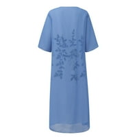 Ženske haljine mini rukava bez rukava Ljetna čipka okrugla izrez Dress Dress Blue XL
