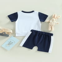 Arvbitana Baby Boys Uskršnje odjeće Zec uzorak majica kratkih rukava + kontrastne kratke hlače Ljeto