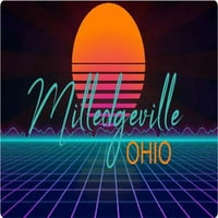 Milledgeville Ohio Vinil Decal Stiker Retro Neon Design