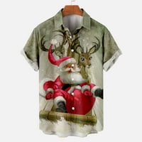 Ayolanni Funky Hawaiian majica za muškarce Casual Solid gumdovi Božić Santa Claus Print sa džepnim pauzicom za bluzu majice kratkih rukava