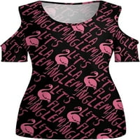 Pink Flamingo, hajde za žensku majicu Flamingele Hladna majica kratkih rukava TEE bluza