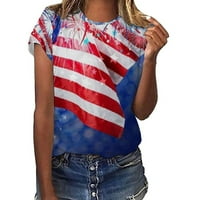 Dan nezavisnosti Žene vježbe Žene Ležerne Amerika Zastava Ispis O vrat kratkih rukava bluza na majici