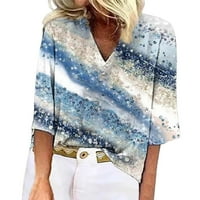 Ruka za žene Ljeto Žene V-a izrez Crochet Closety rukave Ležerne majice Bluze
