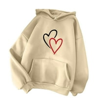 Duksevi za žene Plus Veličina modni udoban džemper srce uzorak tiskani džep sa kapuljačom džemperi za