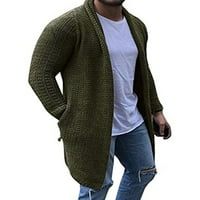 Avamo muški džemper s dugim rukavima otvoren prednji dugi pleteni jaknu od čvrstog šal ovratnik kabela