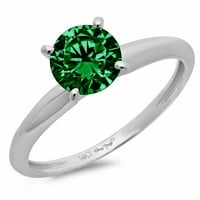 CT sjajan okrugli rez simulirani smaragd 14k bijeli zlatni pasijans prsten sz 9