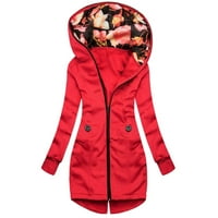 Gakvbuo zimski kaputi za jaknu sa kapuljačom Womens Plus veličine cvjetna jakna s dugim rukavima, džepne