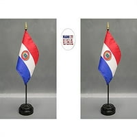 Napravljeno u sad. Paragvaj Rayon 4 X6 Minijaturni kancelarijski stol i male ručne mahačke zastavama